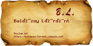 Balázsy Lóránt névjegykártya